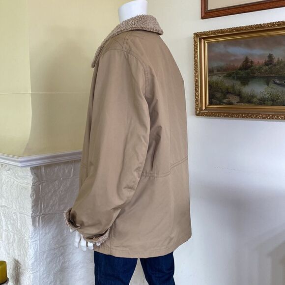 Mighty Mac Out O' Gloucester Beige Faux Shearling Lined Two Way Zip Deck Jacket - Picture 8 of 14